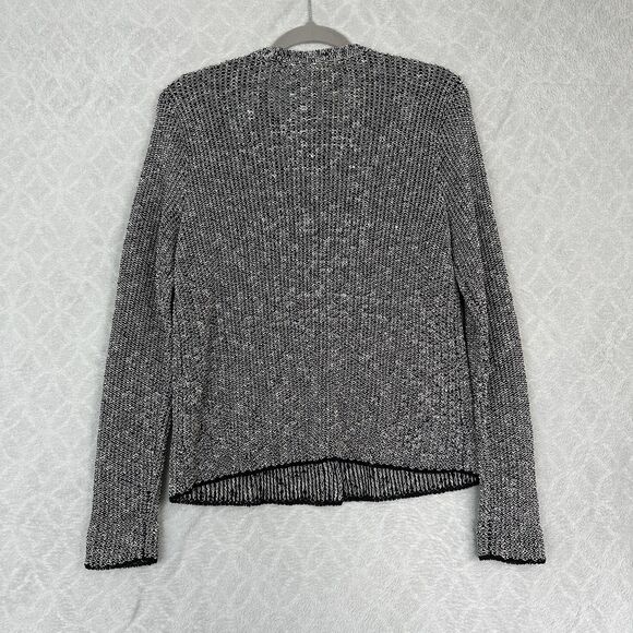 Eileen Fisher Melange Organic Linen Grain Jacket Small Cardigan Black White Snap - Picture 5 of 13